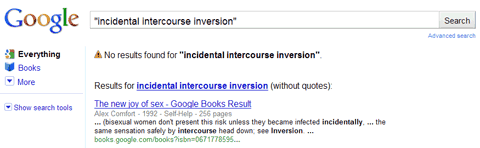 No results found for incidental intercourse inversion